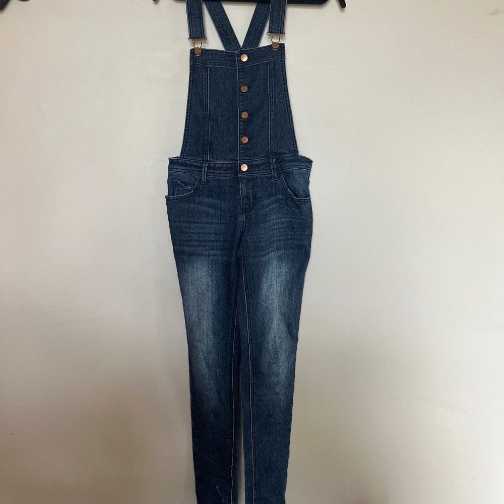 Overalls dark stretch denim skinny leg size small